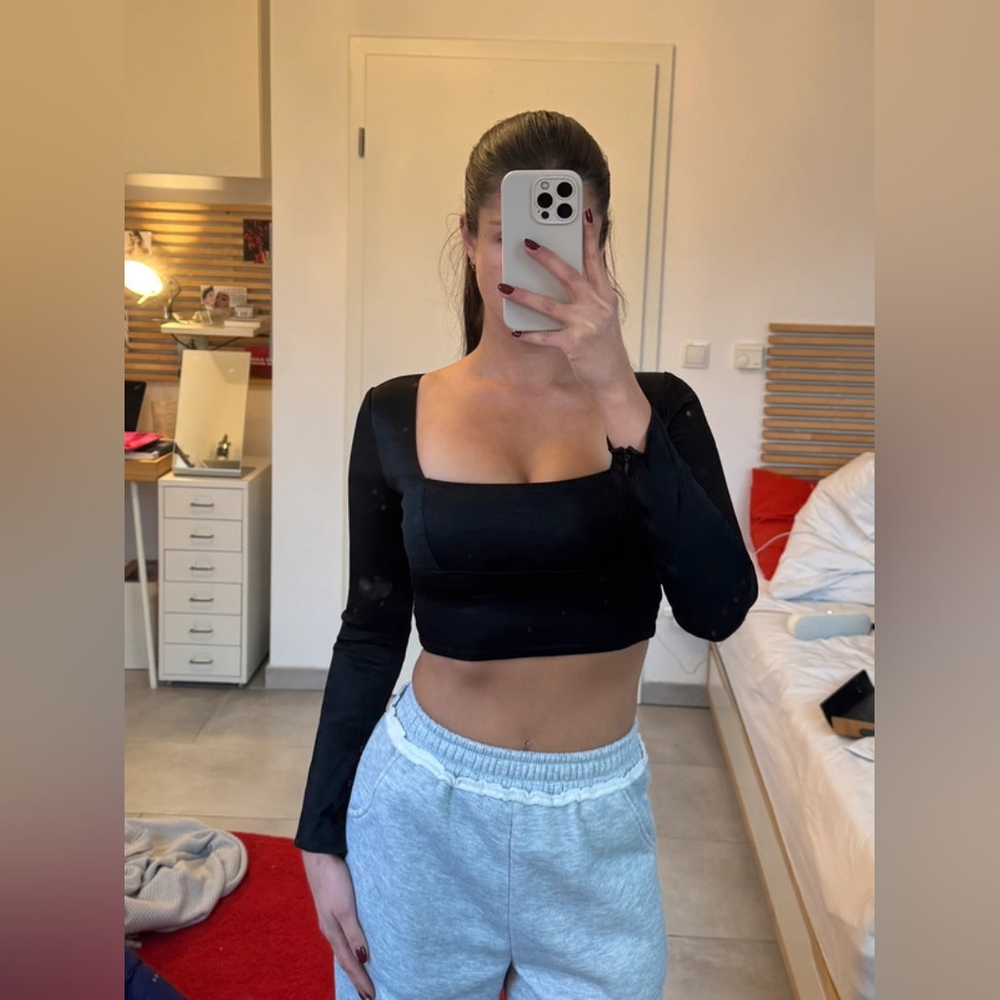 Zara Black Satin Effect Crop Top